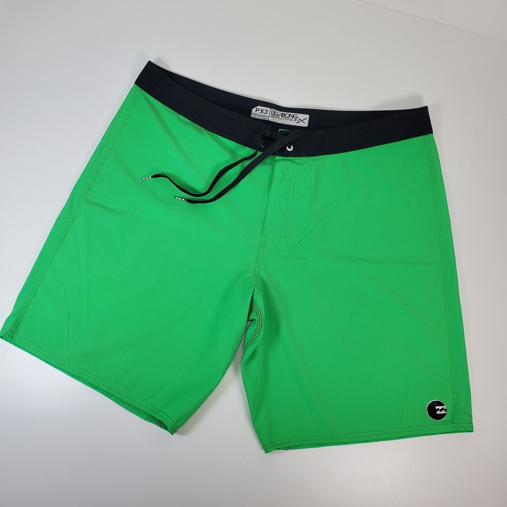 Billabong Platinum X Mens 38 PX3 Peformance Stretch Board Shorts Green‎ Black